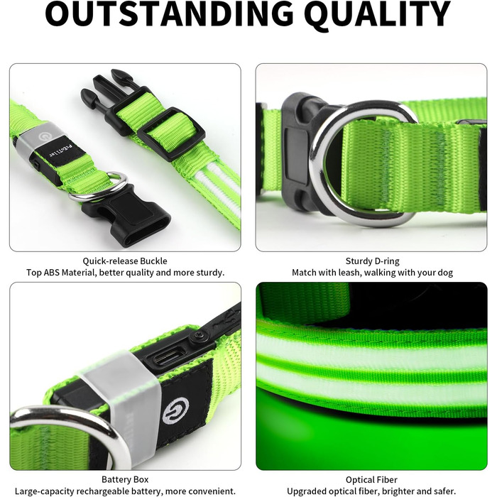Світлодіодне нашийник для собак Leuchthalsband - світловий нашийник для собак, водонепроникний, 3 режими світіння, підходить для собак маленьких, середніх та великих порід