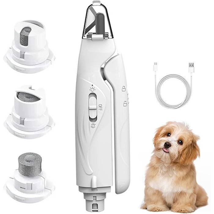 Електричний обрізчик кігтів для собак 2-в-1 з LED-підсвічуванням Krallenschleifer, для собак великих, середніх та малих порід