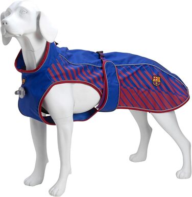 Водонепроникна куртка для собак AX & Olly Regenantel, спортивна модель з регульованим поясом, світловідбиваючі елементи, отвір для шлейки (XS, FC Barcelona)