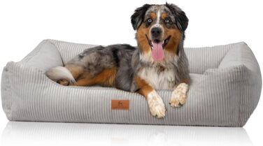 Лежак для собак Knuffelwuff Olivia XL 105x75 см, світло-сірий, корд, знімний чохол, машинне прання, для великих і малих собак