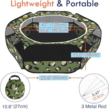 Pawaboo Freigehege для дрібних тварин: вольєр для кроликів, котів, цуценят, хом'яків, з водонепроникним дном та сіткою, Leopard