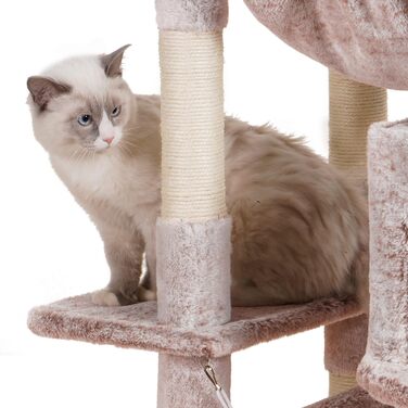 Heybly Muchroom HCT030MU великий котячий комплекс 185,4 см XXL для домашніх котів, меблі для великих котів з м'якою плюшевою перекладиною, зручним кошиком і стовпчиками для дряпання