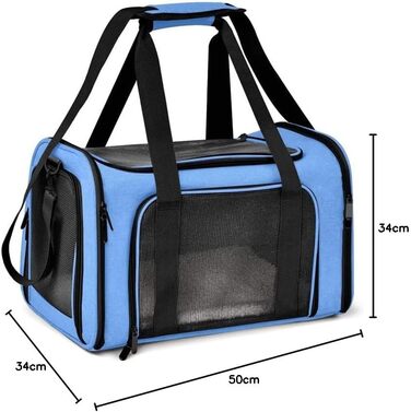 Переноска для тварин, переноска для собак, переноска для котів, дихаюча переноска, складна переноска, 3-8 кг (XL, блакитна)
