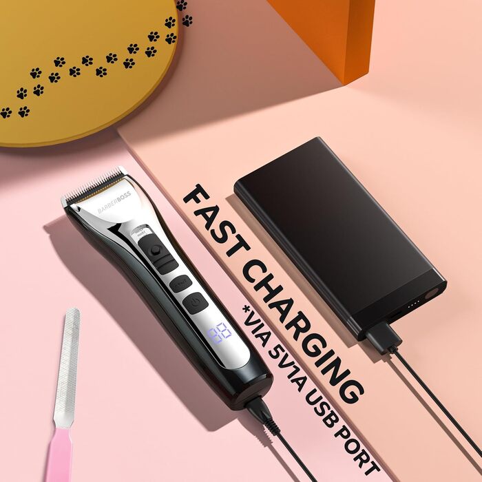Набір для грумінгу тварин BarberBoss: бездротовий тихий тример для густого та спутанного хутра, акумуляторна шерстьова ножиця, тример для подушечок лап