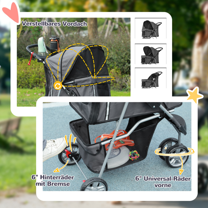 PawHut Dog Buggy Dog Buggy складний для собак і кішок до 10 кг Cat Buggy з подушкою сітчастої сітки Windows Підстаканник Сумка для зберігання Cat Buggy Dark Grey | Аосом