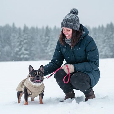 Зимовий теплий куртка для собак FeimaX: вітрозахисний халат з флісовою підкладкою, D-кільце, для маленьких та середніх собак (Хакі, L)