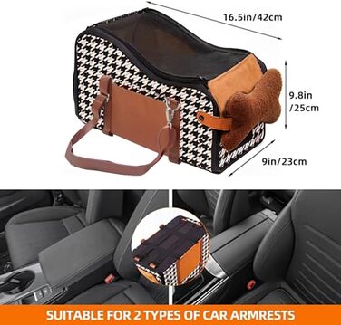 Автокрісло для собак Amoilly, середньорозмірне, з консоллю та підняттям для котів, брудовідштовхувальне, переноска для тварин, з ременями та килимком (Колір: Коричневий, Розмір: M)