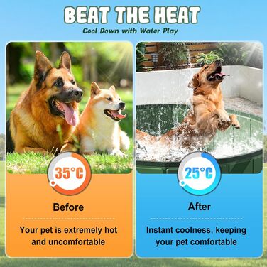 Складний басейн для собак, 80 см, 20 см, темно-зелений. Портативний басейн для собак та котів для дачі та саду. Міцний, надувний, для активного відпочинку.