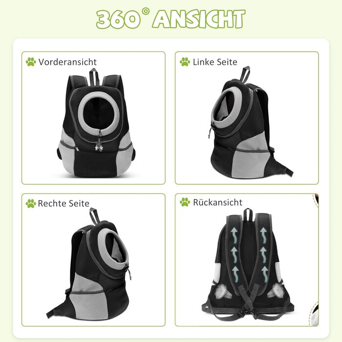 Рюкзак для собак та котів ALLSOPETS, XL, чорний – переноска для тварин для подорожей, вело- та мототуризму