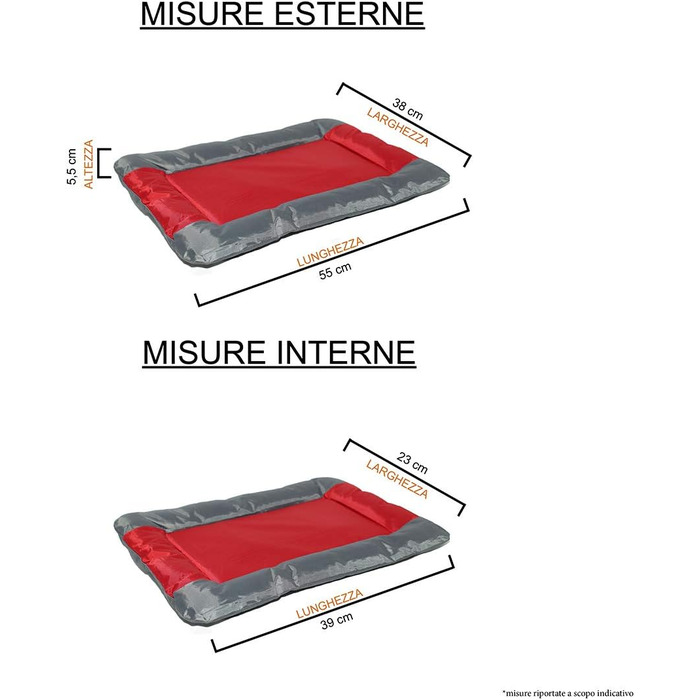 Водонепроникний килимок для собак та котів Sogni e Capricci, поліестер, 55x38 см, червоний