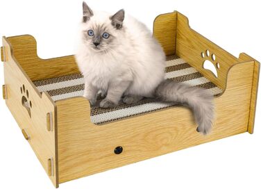 Килимок-крісло для котів з гофрокартону, великий розмір XXL, жовто-білі смуги, 38,5x30x15,5 см