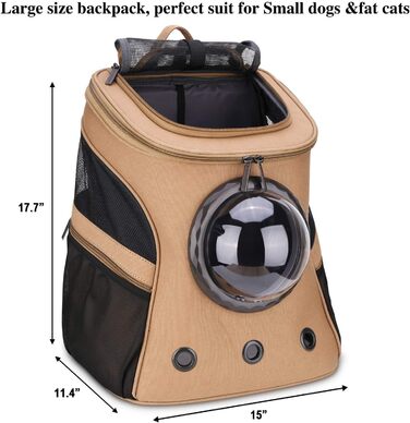 Рюкзак для кота та собаки Lollimeow - великий, для подорожей, Khaki, 38x30x45 см