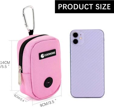 Сумка для ласощів та пакетиків для вигулу собак COOWONE, рожевий колір, з дозатором пакетиків