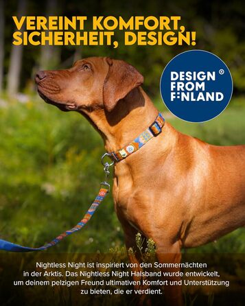 Нашийник для собак середнього розміру Woolly Wolf Nightless Night, розмір M - регульований нашийник з переробленого поліестеру, зручна посадка