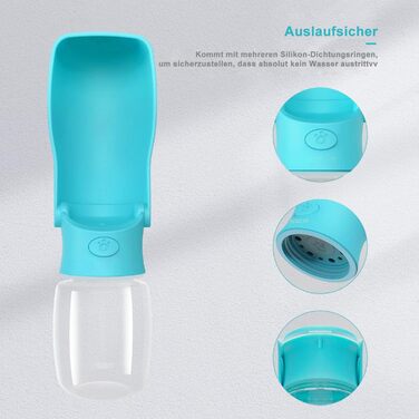 Водяна пляшка для собак на прогулянку 570мл або 350мл. Пляшка-поїльник для цуценят, малих, середніх та великих собак. Колір: блакитний