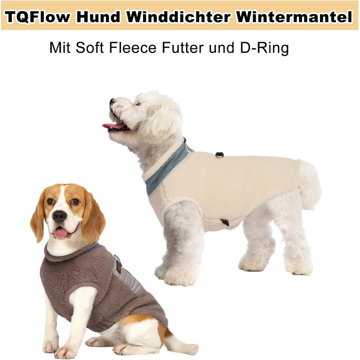 Зимовий одяг для собак: тепла куртка з флісовою підкладкою, вітронепроникна куртка для собак маленьких та середніх порід, жилет для собак з кільцем D для прогулянок на вулиці, зелено-бежевий колір, розмір XL