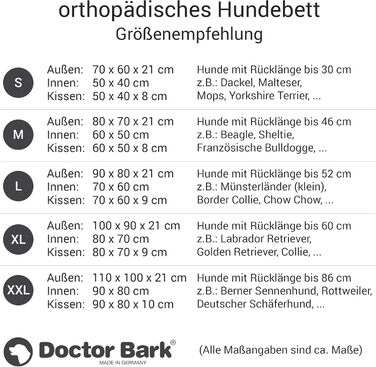 Ортопедичне ліжко для собак Doctor Bark - миється до 95°C, гігієнічне, без запаху, з м'яким коржем для собак середніх порід (M - 80x70 см, світло-сірий)