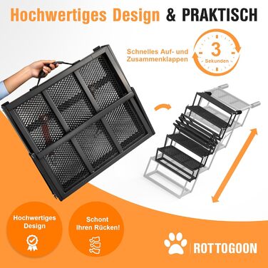 Східці для собак ROTTOGOON, 4-ступеневі, складані, з антиковзкою поверхнею, для автомобіля, SUV та вантажівки