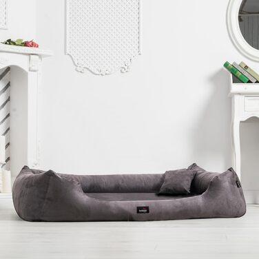 Ортопедичне ліжко для собак Tierlando® Pluto Ortho VISCO, 130x100 см, сірий графіт, XL+ | Віскоеластична піна