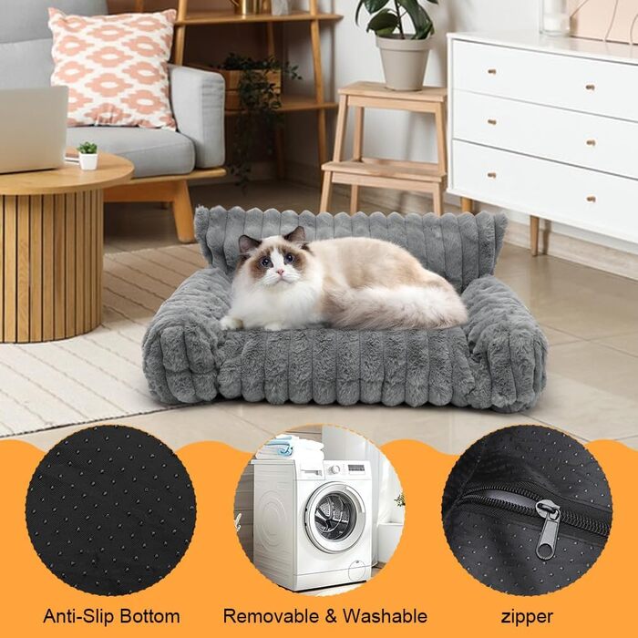 Миска-ліжко для собак і котів LOMUG: зручне, ортопедичне, миється, 60x45x20 см, сірий колір