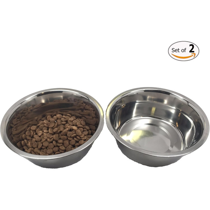 Миска для собак Top Dog Chews, набір, нержавіюча сталь, 20,3 см, 1,8 л (8 чашок), без наліпок