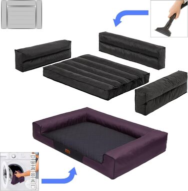 Килимок для собак XL, 100 x 66 см, червоний з чорним, м'який лежак для тварин