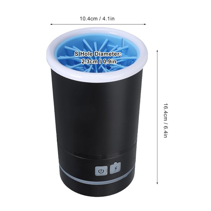 Електричний мийчик лап для собак та котів, USB, переносний, білий/блакитний (S)