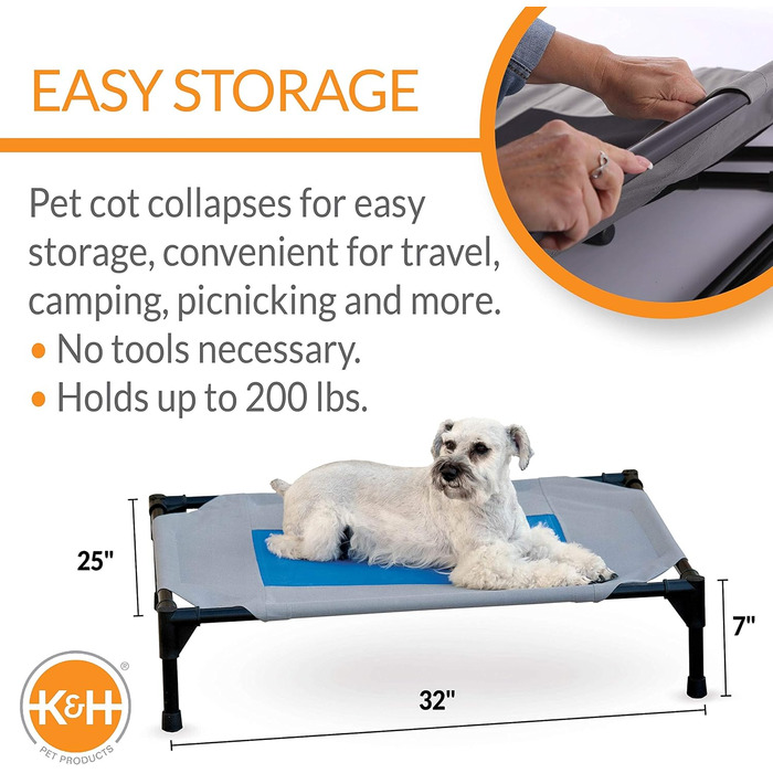 Кiмнатне охолоджувальне ліжко для собак K&H Pet Products Coolin' - середній розмір, 81x64x18 см