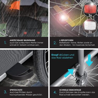 Причіп для велосипеда KESSER® вантажний з високою тягою, 120 л, чорний, з дахом та функцією складання