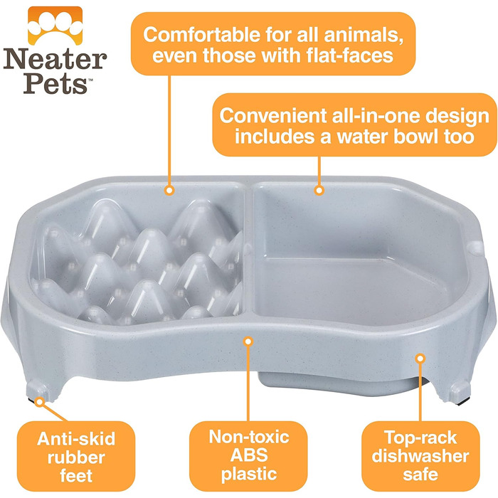Neater Pet Brands Антиковзна миска для собак, уповільнює поїдання, подвійний рівень, ваніль, проти здуття живота