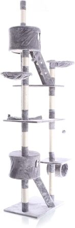 Котячий дряпак Wiltec 240-260 см, сірий, стельовий, з сизалем і гамаком