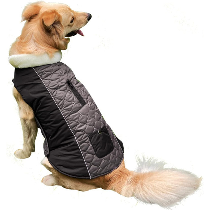 PETCUTE Зимовий теплий куртка для собак, відбиваючий, з отвором для страхувального ременя, для малих, середніх та великих собак (3XL, Сірий)