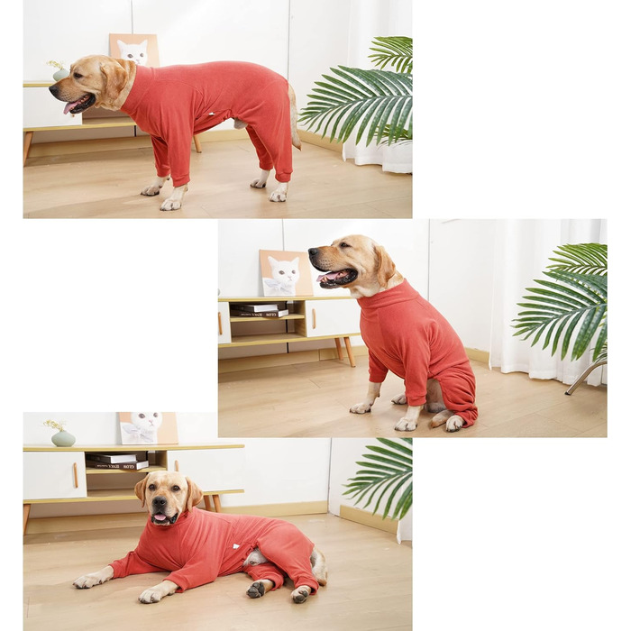 Зимовий теплий костюм для собак, піжама-комбінезон, теплий одяг для великих та середніх собак, м'який, для холодної погоди, блакитний (3XL, помаранчевий/червоний)