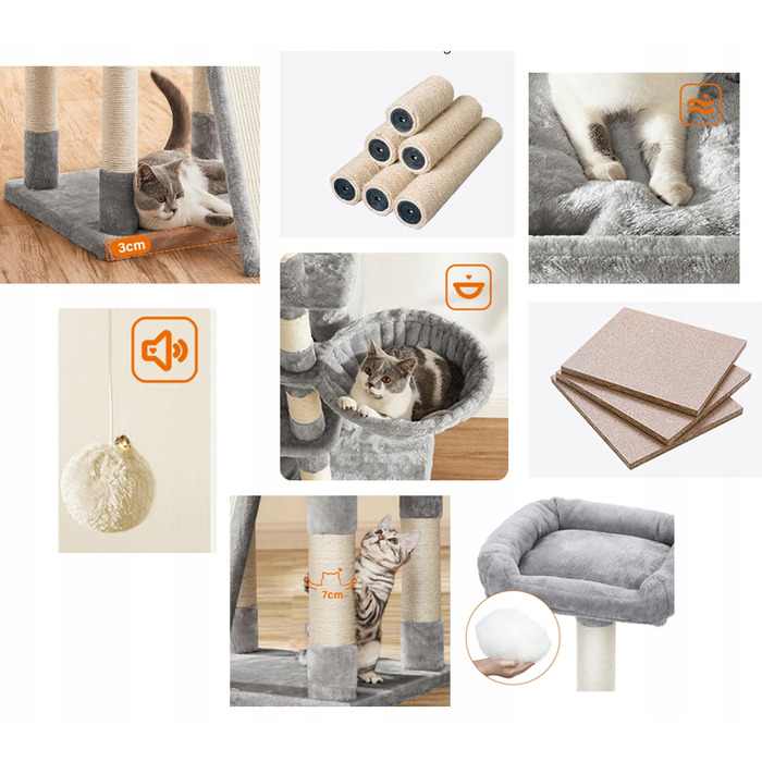 Комплекс для котів: дряпалка, будинок-будка та лежанка, 107 см