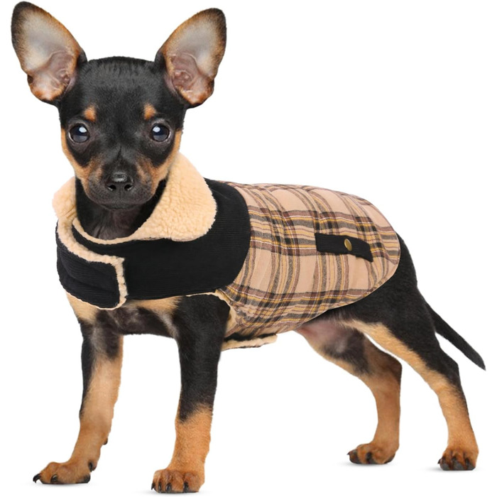 Теплий зимовий пуховик для собак, флісовий одяг для маленьких, середніх та великих собак, куртка для собак з отвором для повідка, для активного відпочинку в приміщенні та на вулиці, (M, Бежевий)