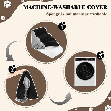 Східці для собак та котів JUOIFIP, 4 сходинки, для маленьких порід, з губчастою поверхнею, чорного кольору