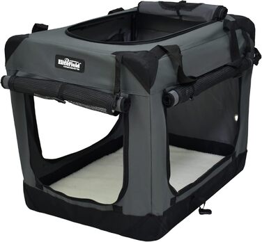 Клітка для собак EliteField з 3 дверцятами, складана, м'яка, з сумкою для перенесення та флісовою підстилкою, для дому та вулиці, 91.4 x 61 x 71.1 см