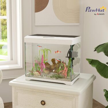 Акваріум PawHut з LED-підсвіткою, фільтром і водяною помпою, 17 л, білий, для тропічних риб