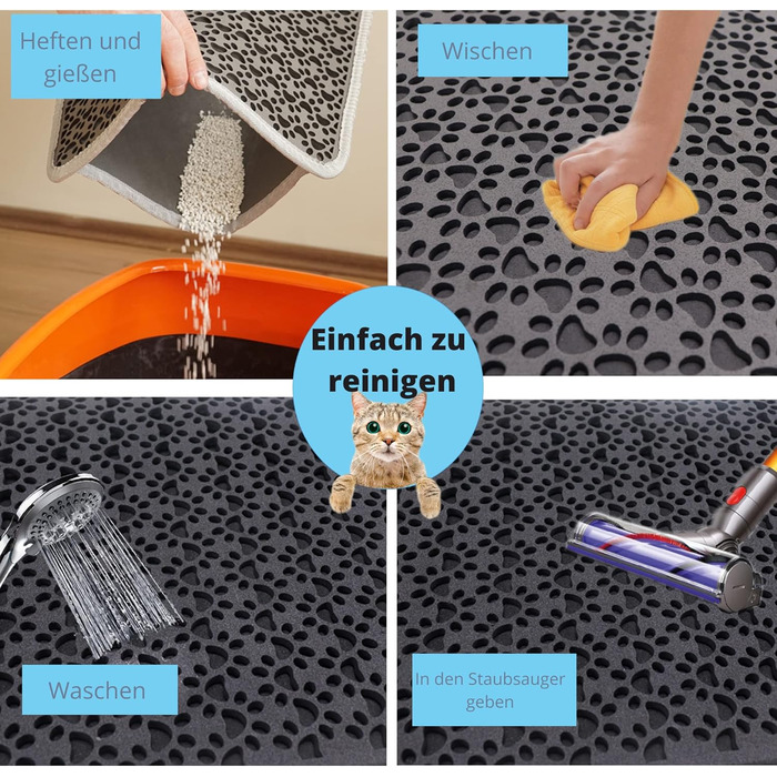 Килимок під лоток для котів, чорний 60x74 см, двошаровий, з EVA, водонепроникний, великий розмір