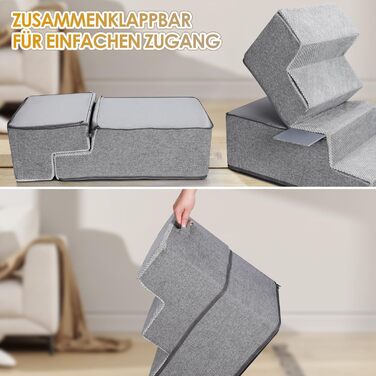 Сходинки для собак 3 ступені, антиковзаюча драбина для маленьких собак, миюча сходинка для собак 40 см заввишки, портативна рампочка для собак/кішок з миючим покриттям для дивану/ліжка