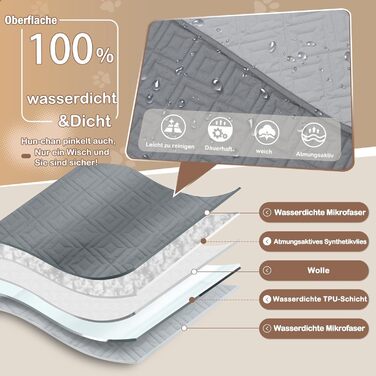 Водонепроникний килимок для собак Gyuro, двосторонній, міцний, для дивану та ліжка, прання допустиме, 208*208 см (Темно-сірий + Світло-сірий)