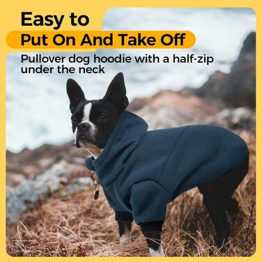 Флісовий худі для собак Lelepet з капюшоном та отвором для повідка, теплий, для осені та зими, на блискавку, стильний одяг для собак маленьких, середніх та великих порід, зелений (Medium, Blue)