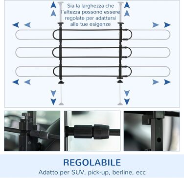 Сітка для собак PawHut в автомобіль, сталева, регульована, 89-150 x 76-124 см