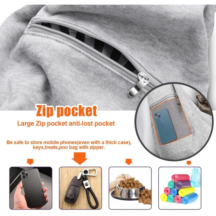 Сумка-кенгуру для собак та котів Tomkas, сірий колір, регульований ремінь, кишеня на блискавці, застібка на кнопку, розмір M