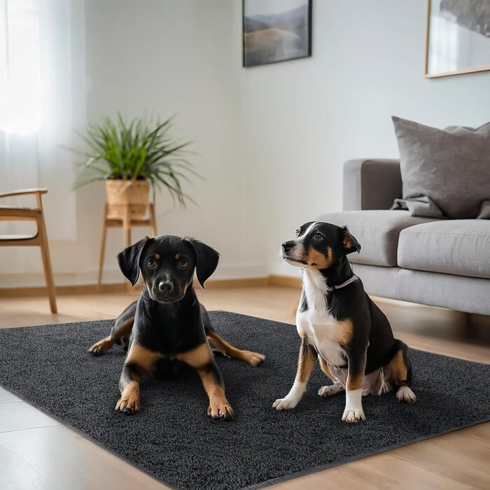 Водонепроникний килимок для собак 100x120 см - м'який, пухнастий, для собак середніх порід до 16 кг, чорно-білий, підходить для вулиці та дивану