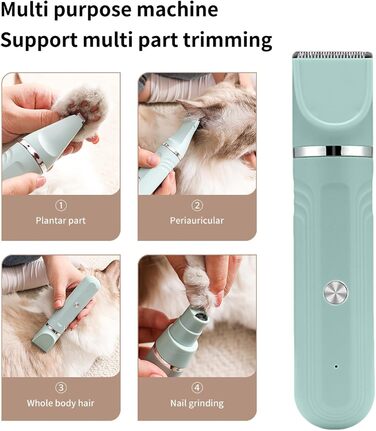 Триммер для собак | Набір для догляду за собаками 4-в-1 | Акумуляторна регульована ножиці для цуценят вдома, зелений