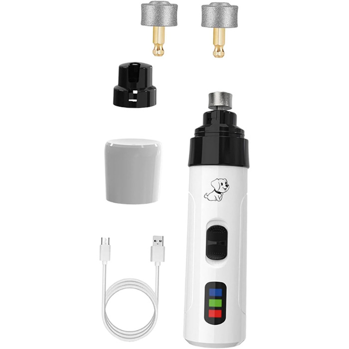 Триммер для кігтів собак і котів Milageto: акумуляторний, портативний, з 3 насадками для шліфування, догляд за кігтями