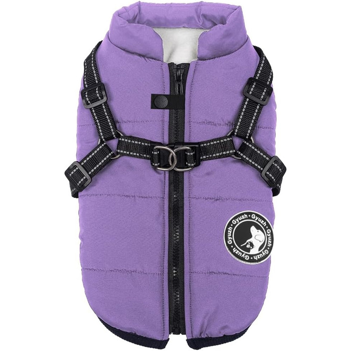 Водонепроникний теплий одяг для собак з мискою - зимова куртка для малих, середніх та великих собак (X-Large, світло-фіолетовий)