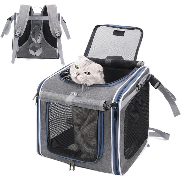 Рюкзак-переноска для собак на велосипед, розширювана сумка-рюкзак для тварин, легка складана переноска з 4 входами