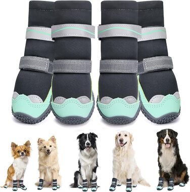 Чоботи для собак, захист подушечок лап, зимові, водонепроникні, розмір 6 (зелені)